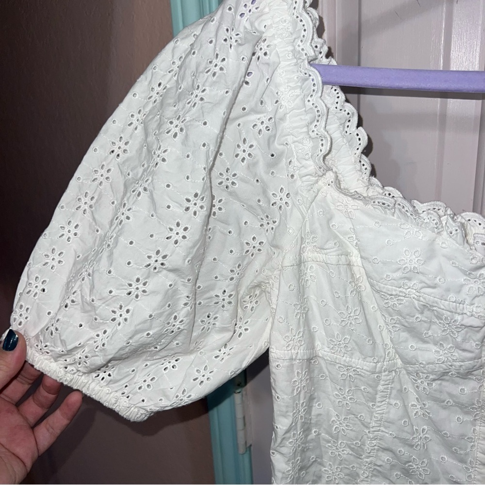 NWT GAP White Eyelet Mini Cotton Dress Small - Picture 7 of 12